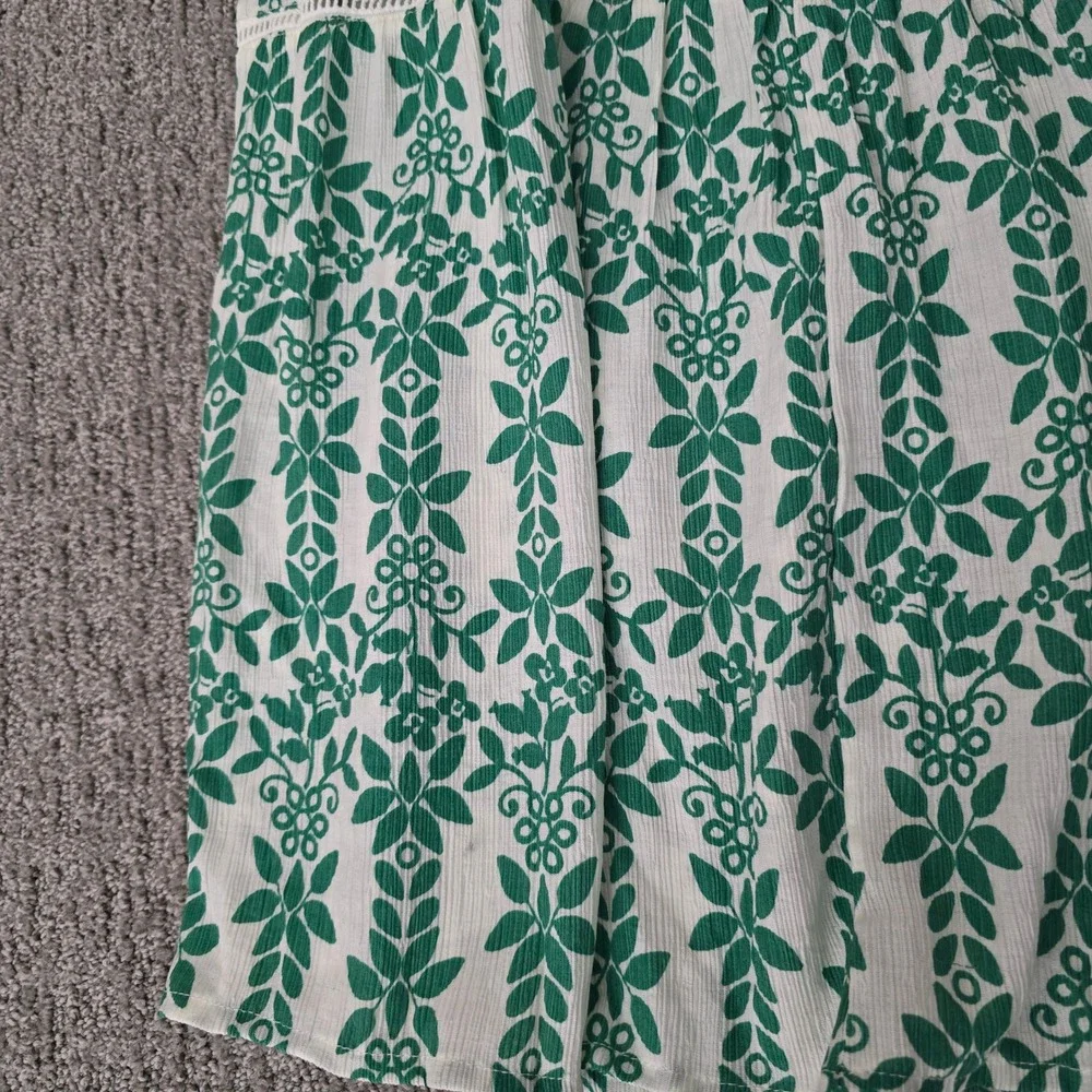 Skies Are Blue Tiered Maxi Skirt Womens‎ XXL Green White Boho Cottagecore
